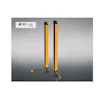 Two yellow and black IO-Link Safety light curtain sensors displayed against gradient background