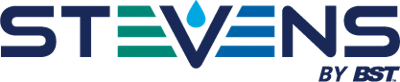 Stevens by EST logo with navy text and teal geometric chevron symbol