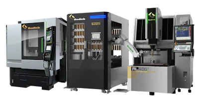 Industrial CNC machining centers and manufacturing equipment including Sodick and ALUGO branded machines