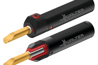 Two Walther soldering irons with black handles, gold tips, and red accents displayed side by side